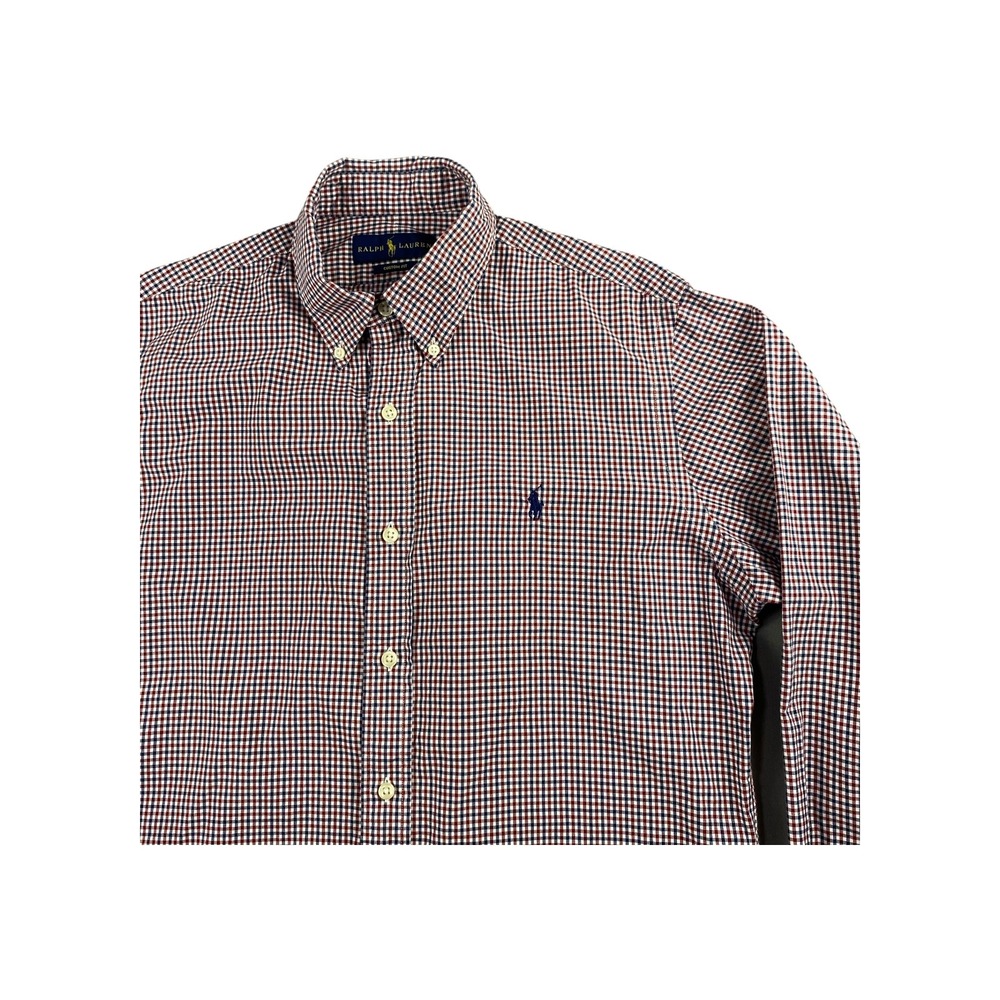 Ralph Lauren Custom Fit Gingham Button Down Shirt‎ Men's M/M Red Blue
